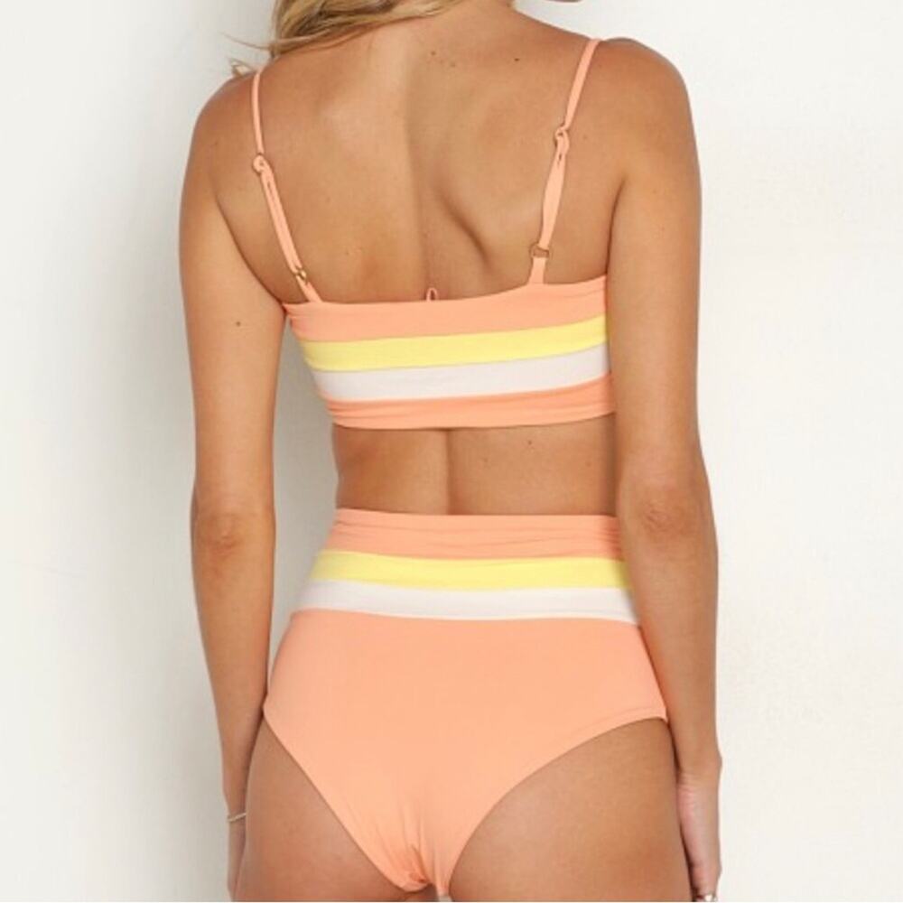 L*Space Rebel Top Portia Striped High Waist Bikini Bottom Set XS NWT - Picture 4 of 13